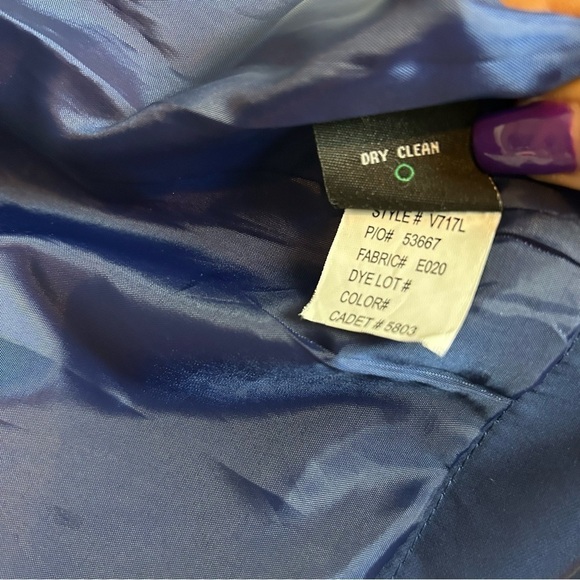 Willi Smith Navy Blue Double Breasted Belted Short Trench Jacket Coat Sz. M - Picture 14 of 16